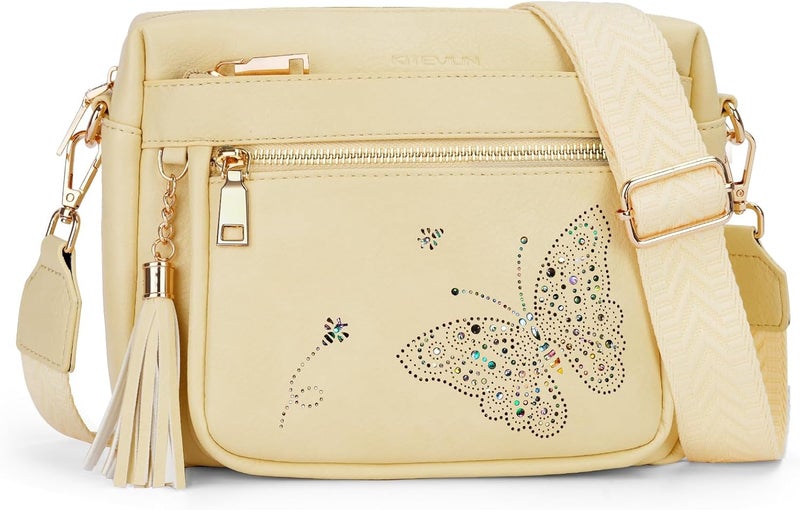 Crossbody Bags for Women Trendy Leather Crossbody Purse Shoulder Handbags Butterfly Design